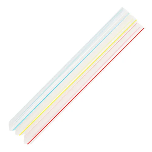 7.5'' Boba Straws (10mm) - Mixed Striped Colors - 4,500 ct