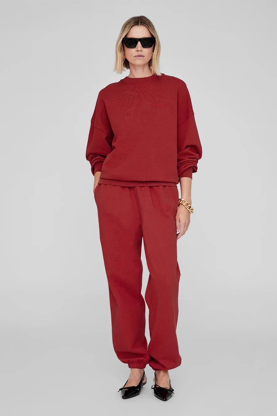 Anine Bing Miles Sweatshirt in Washed Red