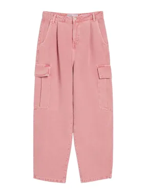 Bershka wide leg cargo jeans, dark pink