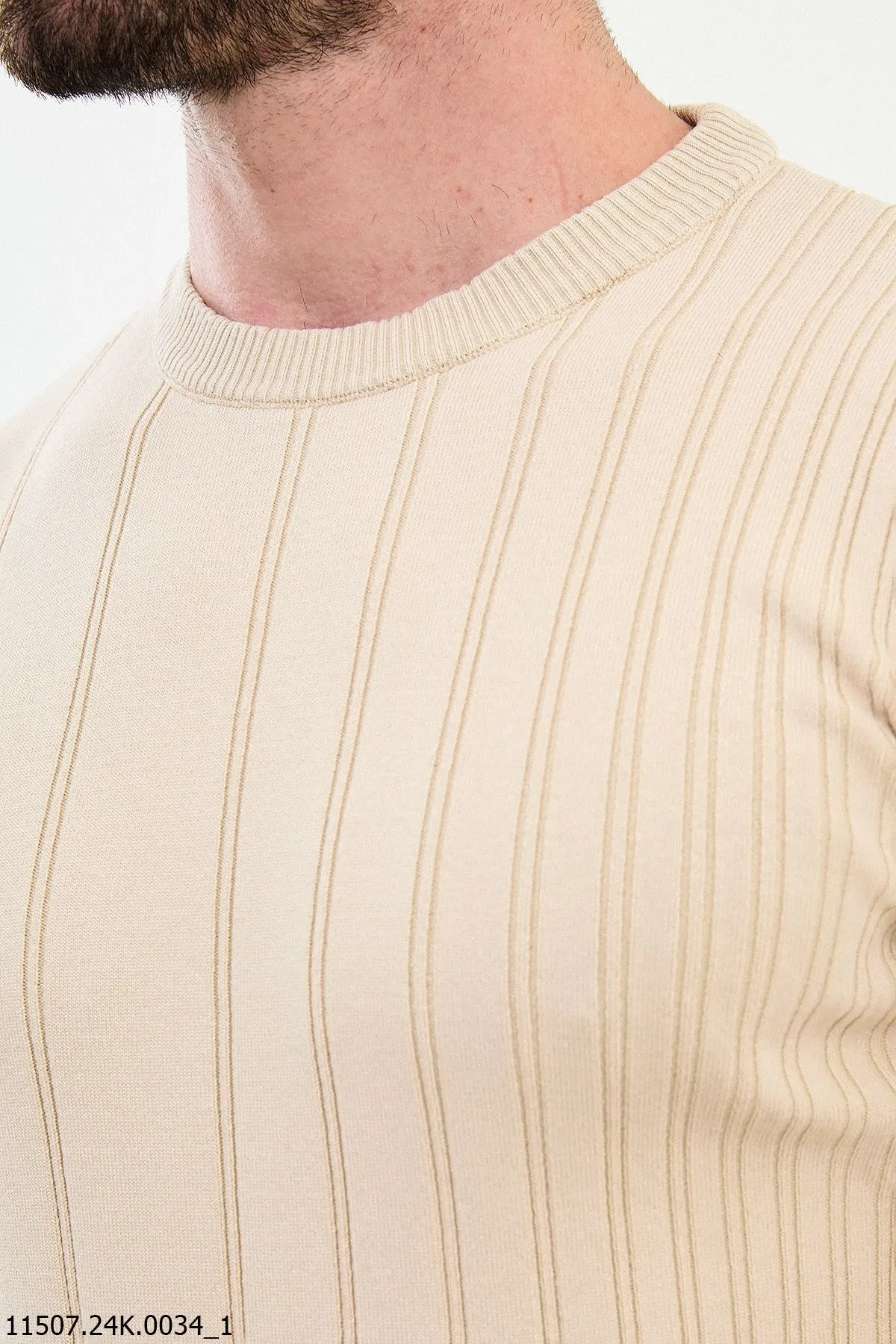 Brabion Dante Slim Fit Beige Knitted Sweater