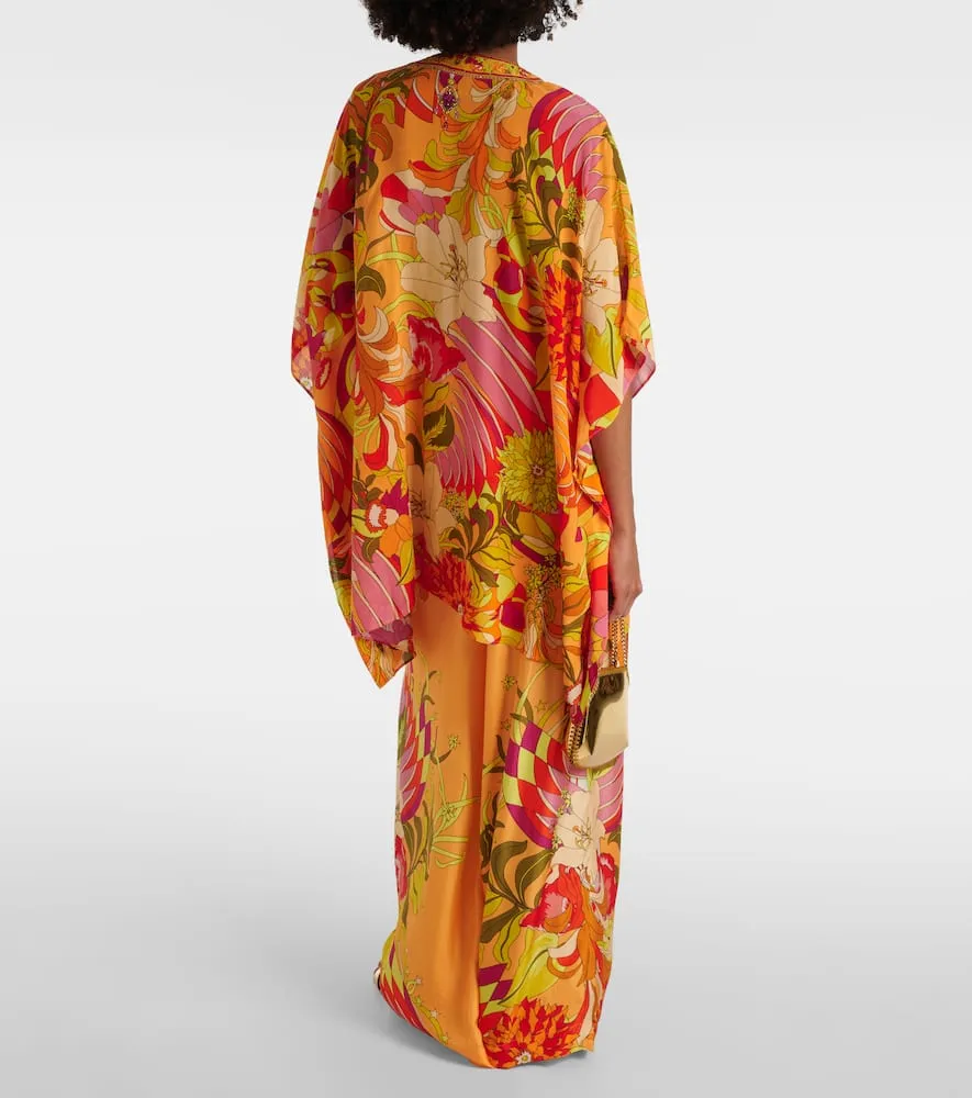 Camilla Embellished floral silk beach dress