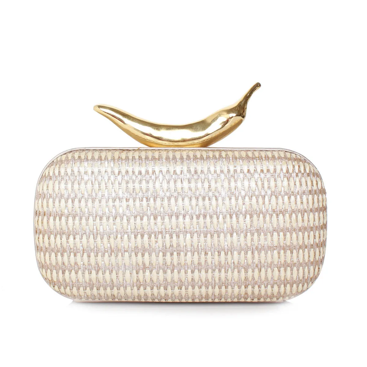 CHILI ON SILVER STRAW BOX CLUTCH
