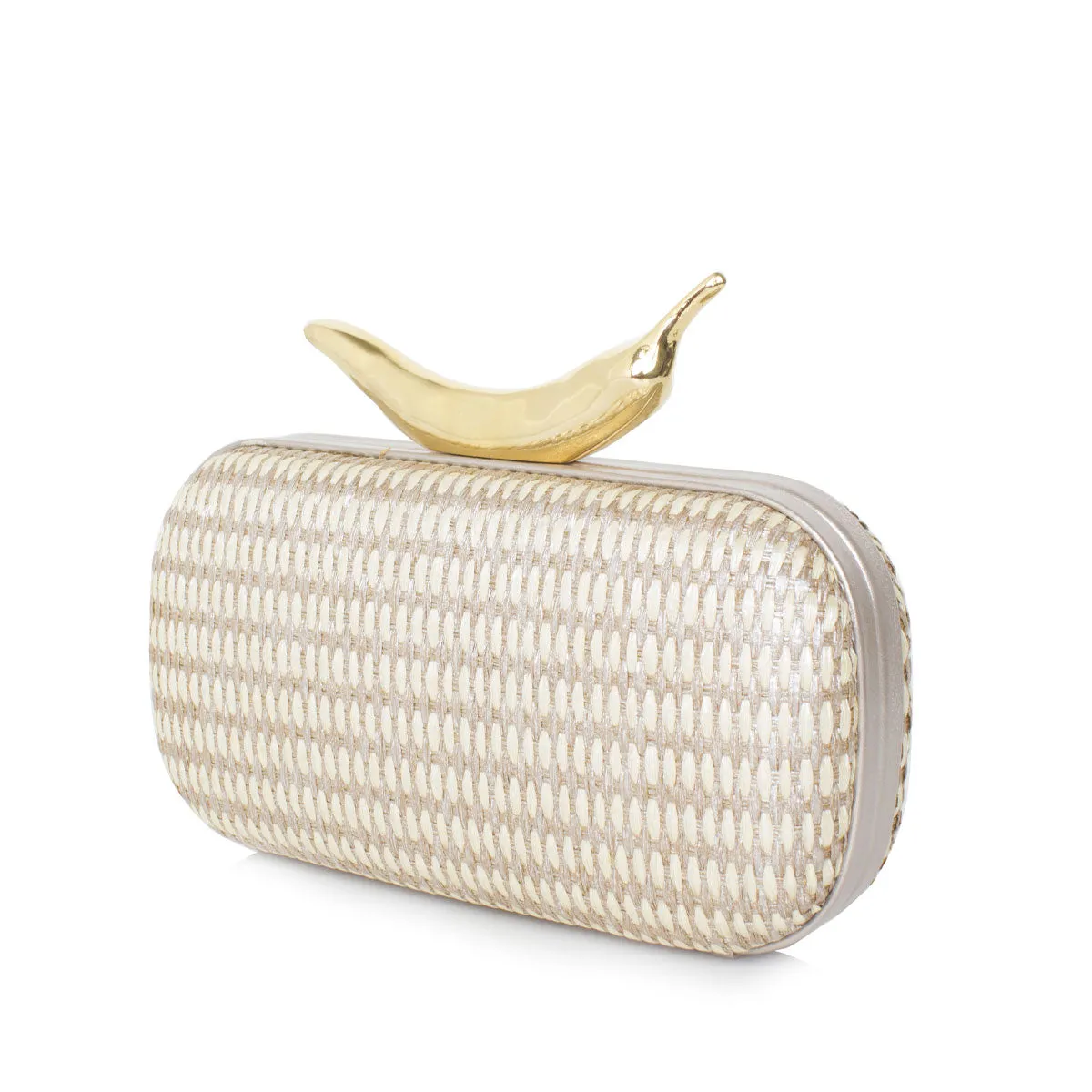 CHILI ON SILVER STRAW BOX CLUTCH