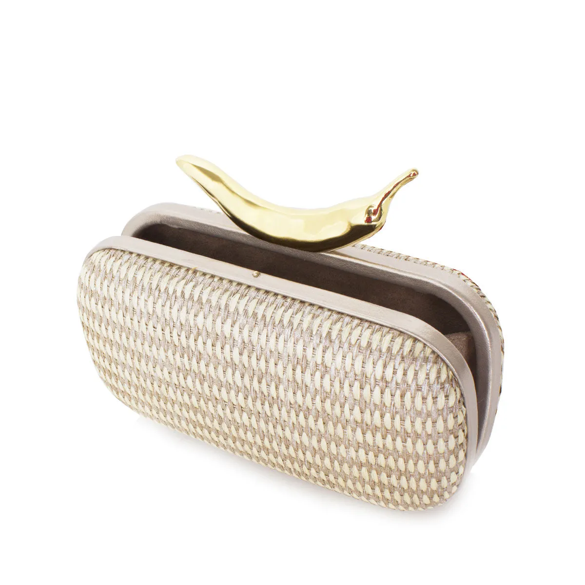 CHILI ON SILVER STRAW BOX CLUTCH