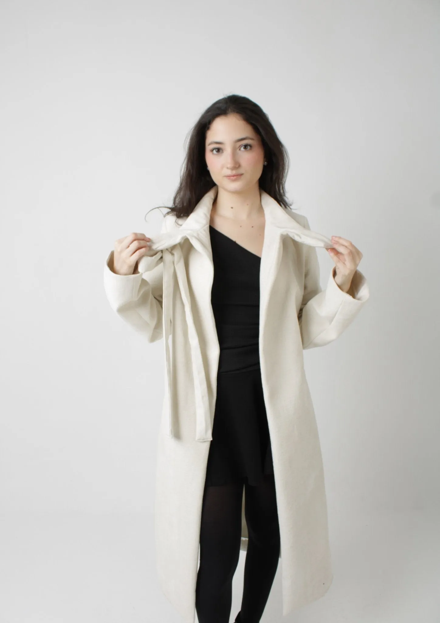 Classic Long-Sleeve Coat with Bow Accent Sewing Pattern [Giselle]