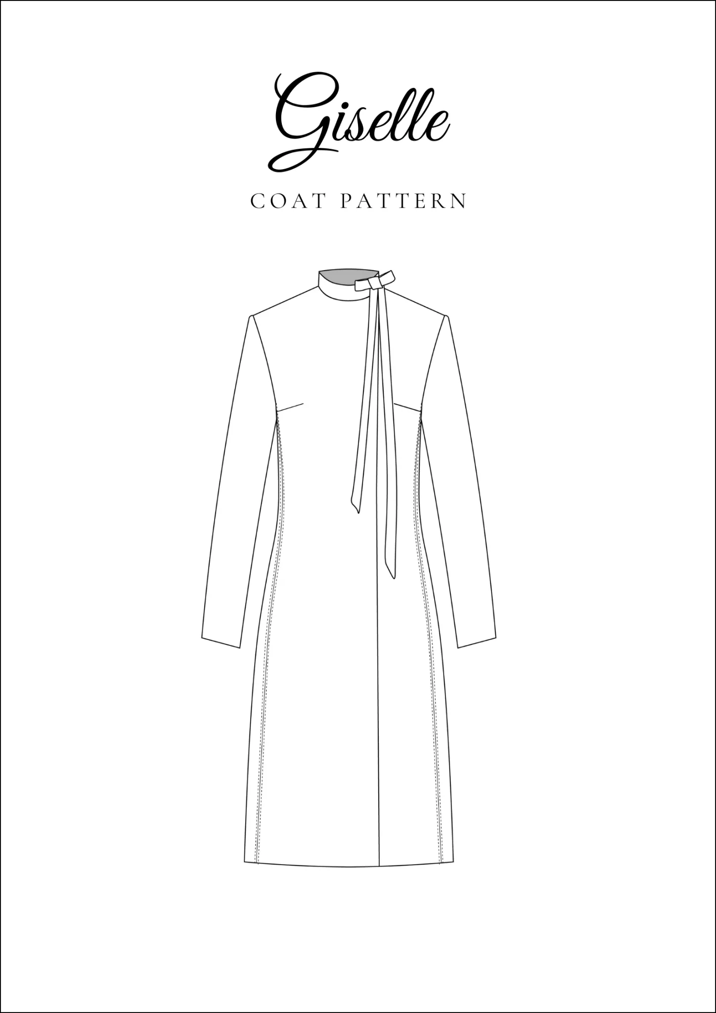Classic Long-Sleeve Coat with Bow Accent Sewing Pattern [Giselle]