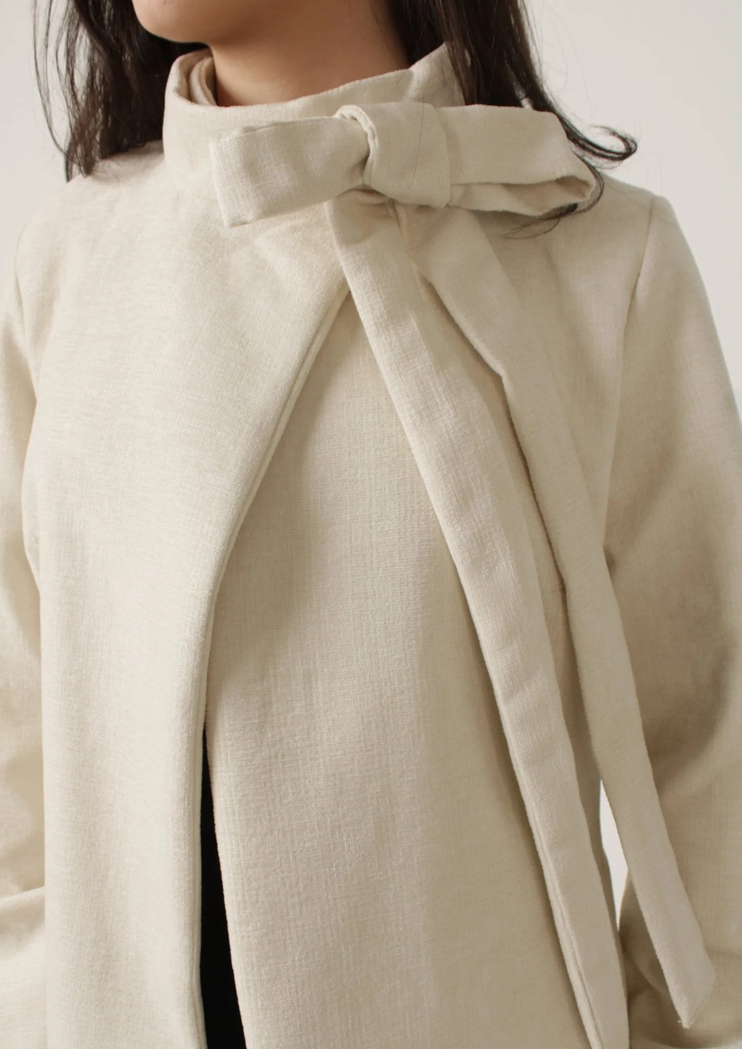 Classic Long-Sleeve Coat with Bow Accent Sewing Pattern [Giselle]