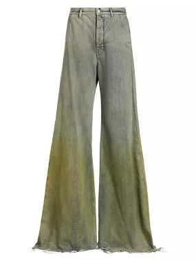 Dégradé Rick Owens wide leg jeans in pearl acid degrade