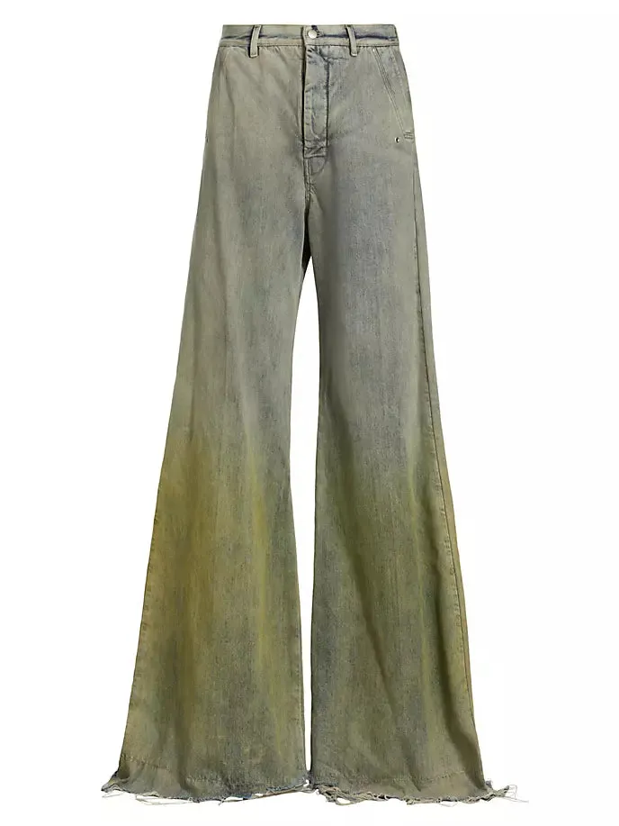 Dégradé Rick Owens wide leg jeans in pearl acid degrade
