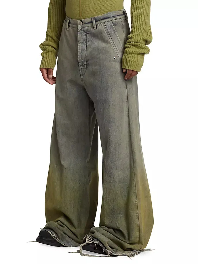 Dégradé Rick Owens wide leg jeans in pearl acid degrade