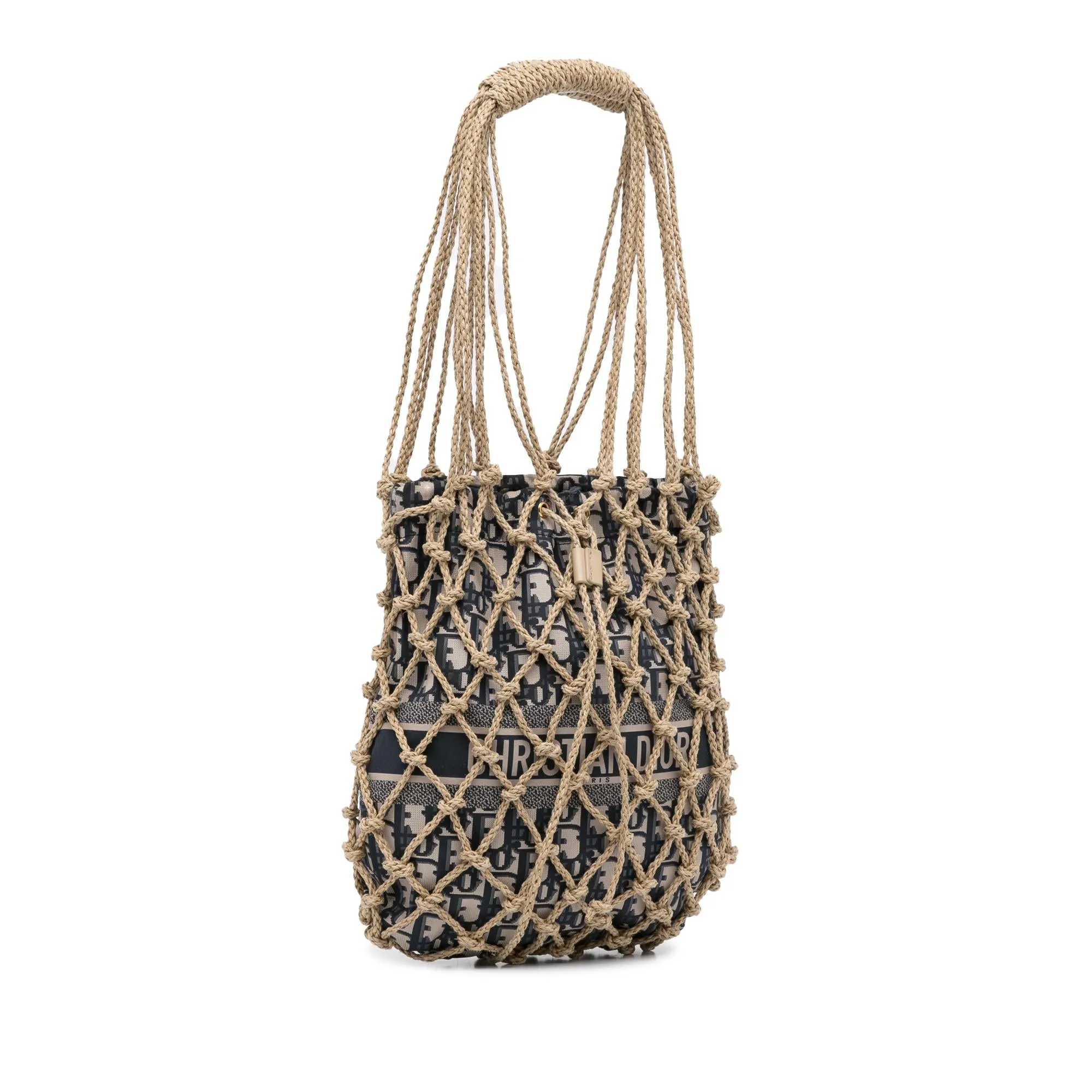 Dior Woven Rope and Oblique Technical Fabric Net Bag (SHG-IPF81H)
