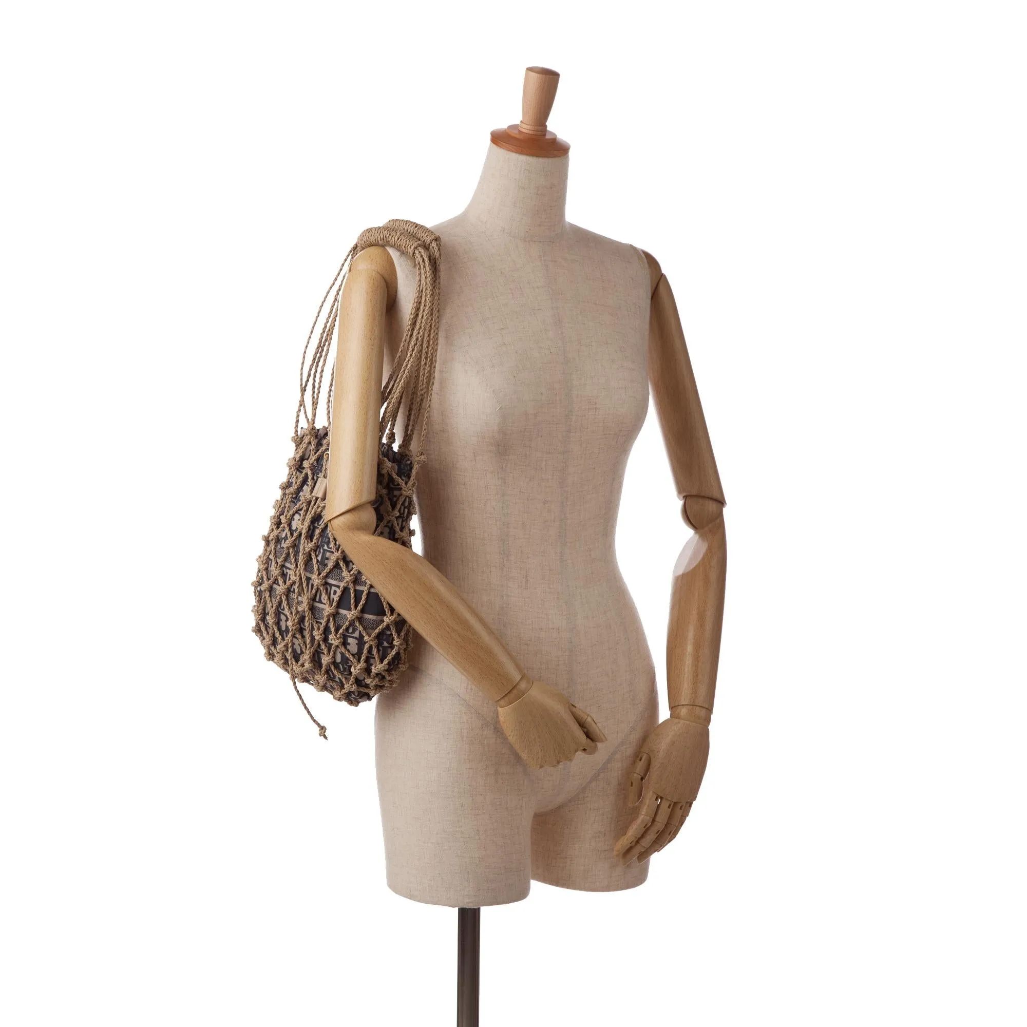 Dior Woven Rope and Oblique Technical Fabric Net Bag (SHG-IPF81H)