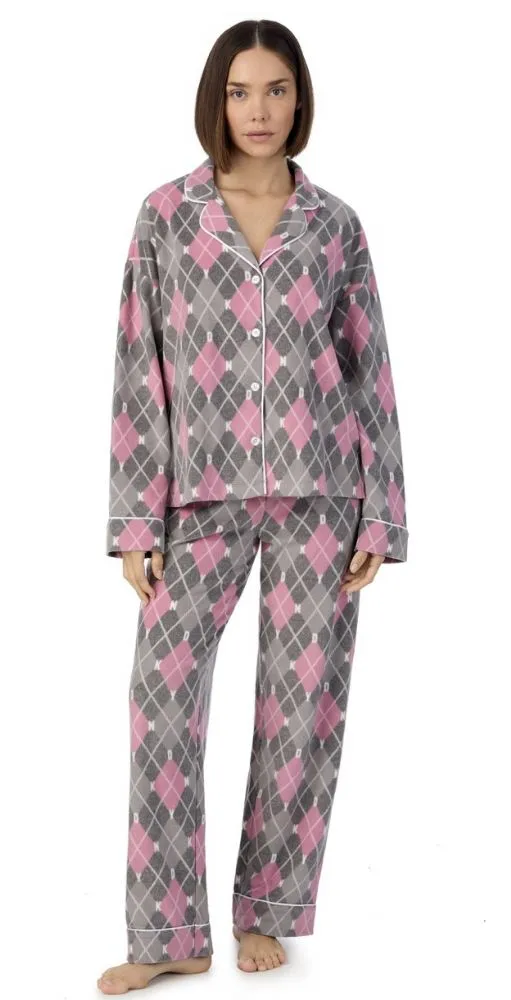 DKNY Fleece Notch PJ Set - Smokey Pink