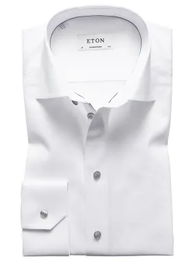 Eton Contemporary Fit White Twill Dress Shirt With Grey Details