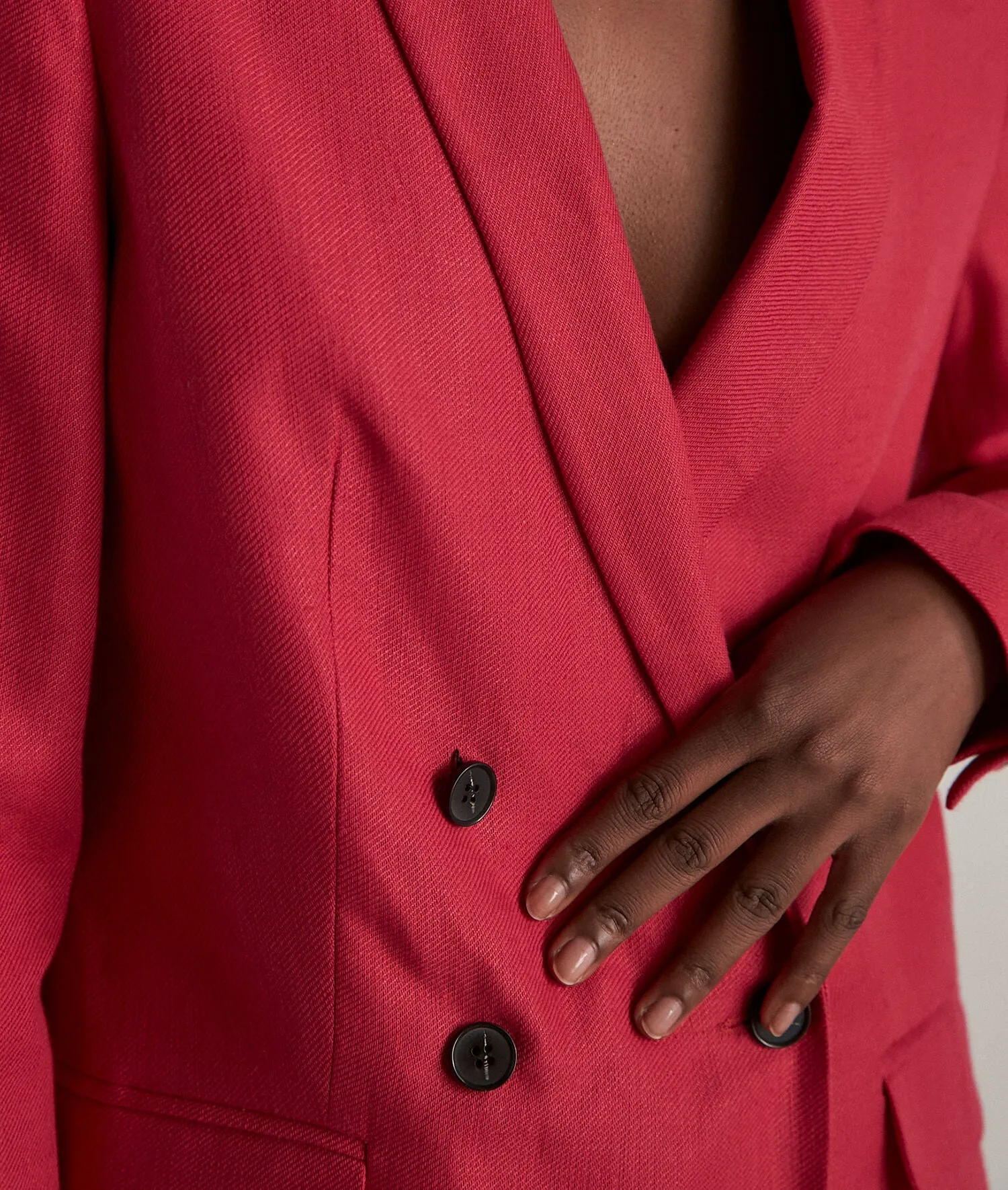 FLORINE FUCHSIA LINEN DOUBLE-BREASTED BLAZER