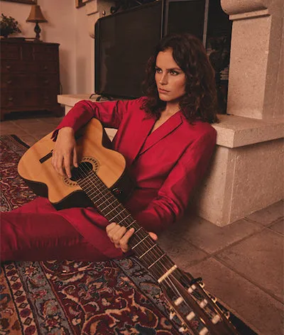 FLORINE FUCHSIA LINEN DOUBLE-BREASTED BLAZER