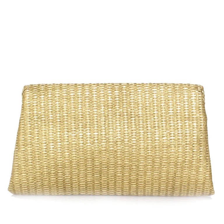 GOLDEN OASIS GOLD STRAW GRACE CLUTCH
