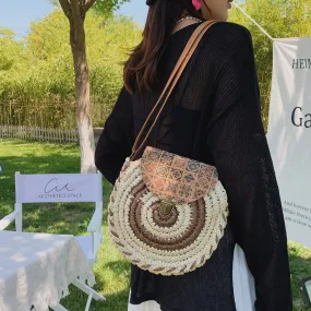 Handmade Crochet Round Paper Straw Bags-Showtown