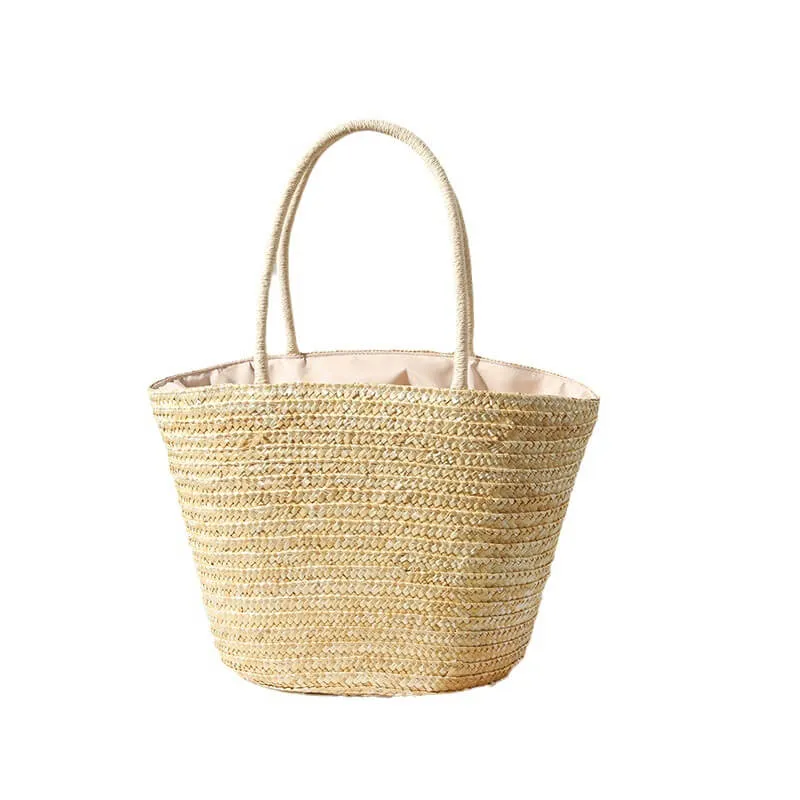 Handmade Embroidered Lemon Straw Beach Tote Bags-Showtown