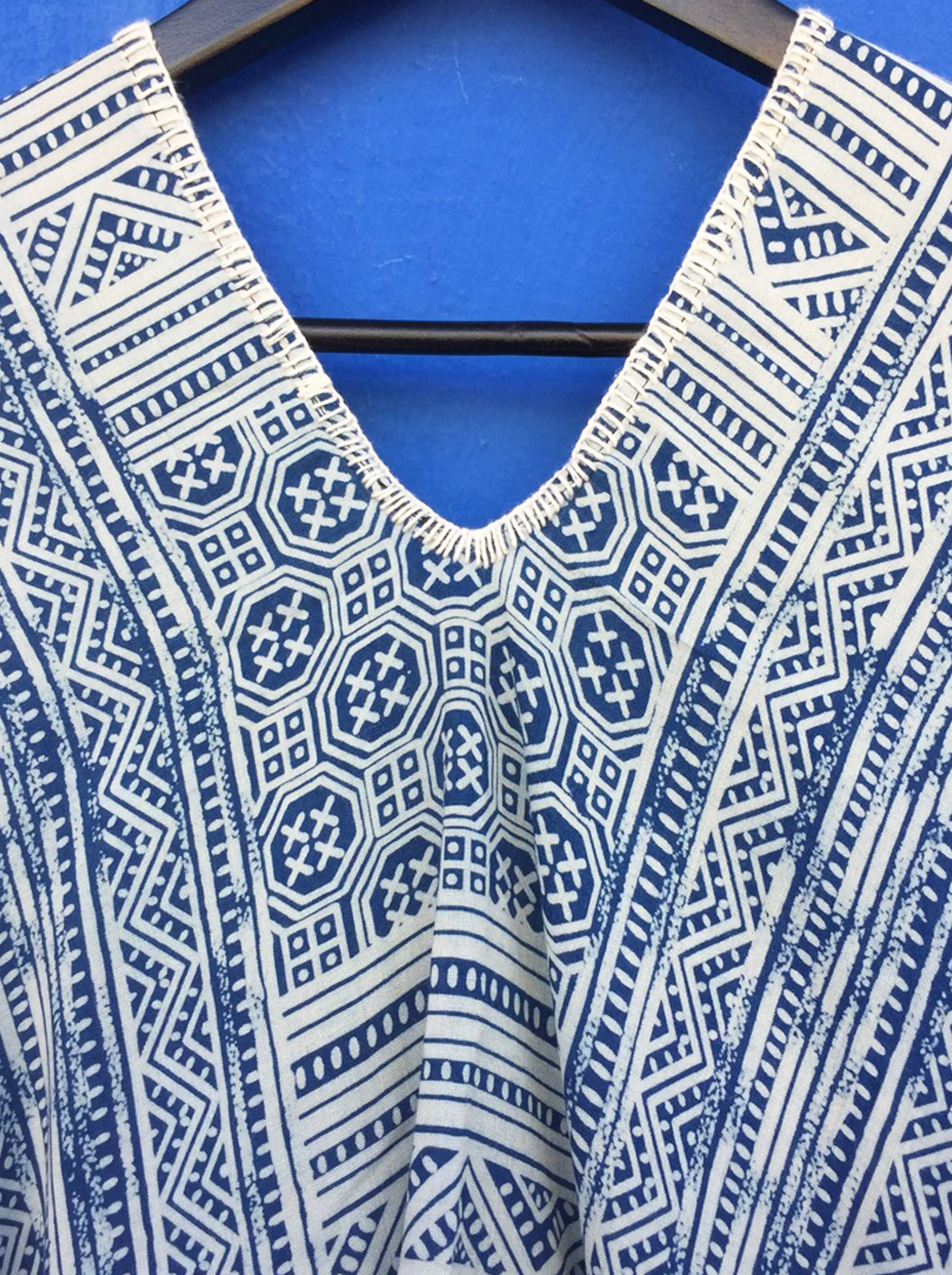 Indigo Batik Print Kaftan Dress