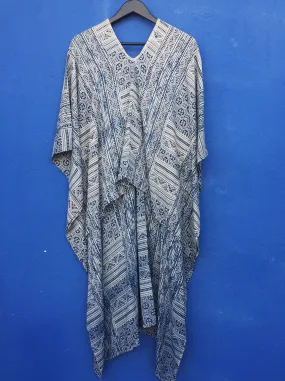Indigo Batik Print Kaftan Dress