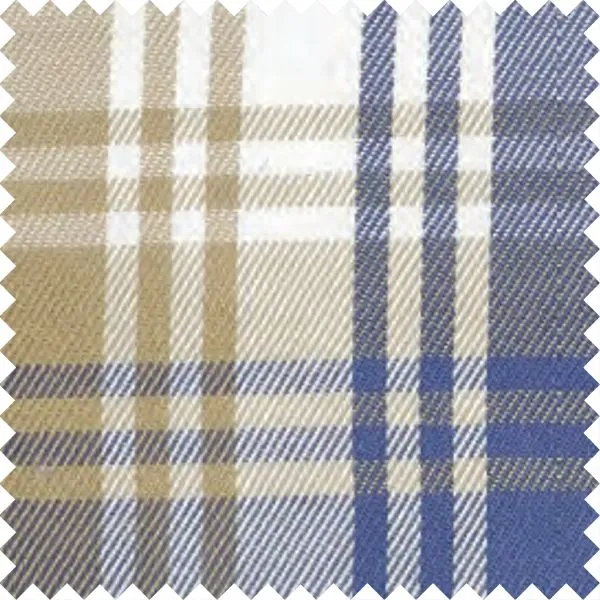 'Jax' Blue, Tan, and White Plaid Long Sleeve Beyond Non-Iron® Cotton Sport Shirt by Batton