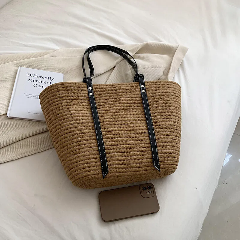 Large Capacity Women'S Woven Straw Tote Bags-Showtown