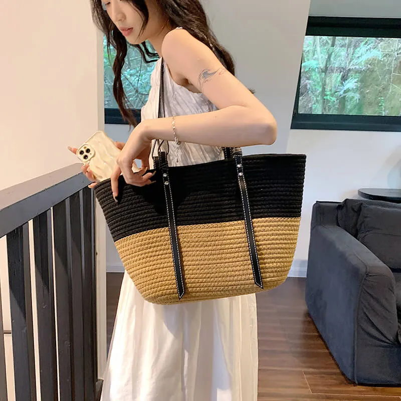 Large Capacity Women'S Woven Straw Tote Bags-Showtown
