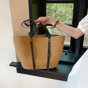 Large Capacity Women'S Woven Straw Tote Bags-Showtown