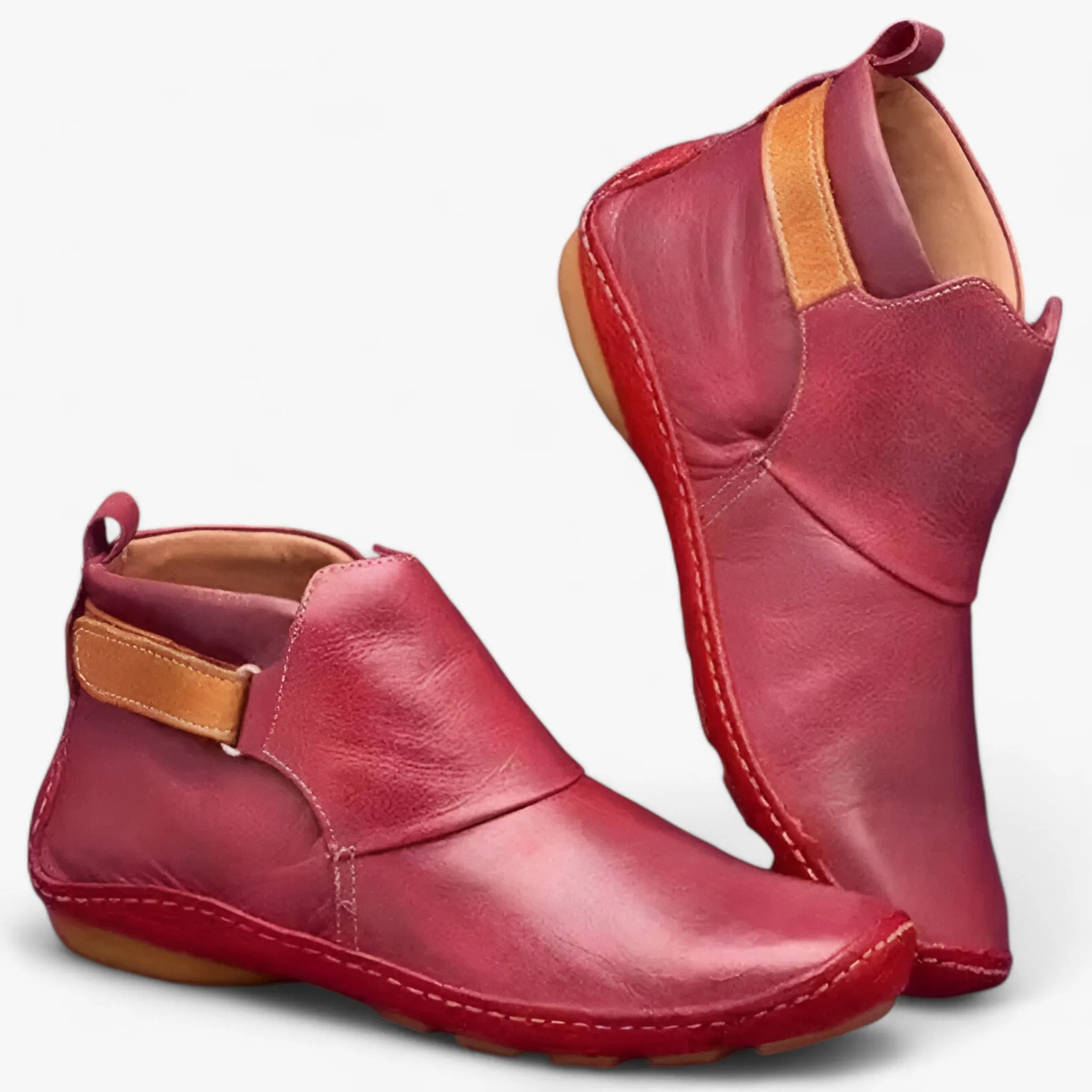 Leather Slip-On Ankle Boots