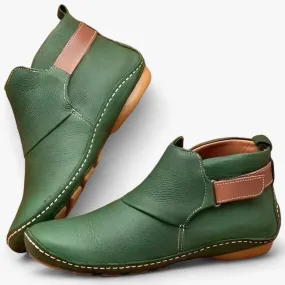 Leather Slip-On Ankle Boots
