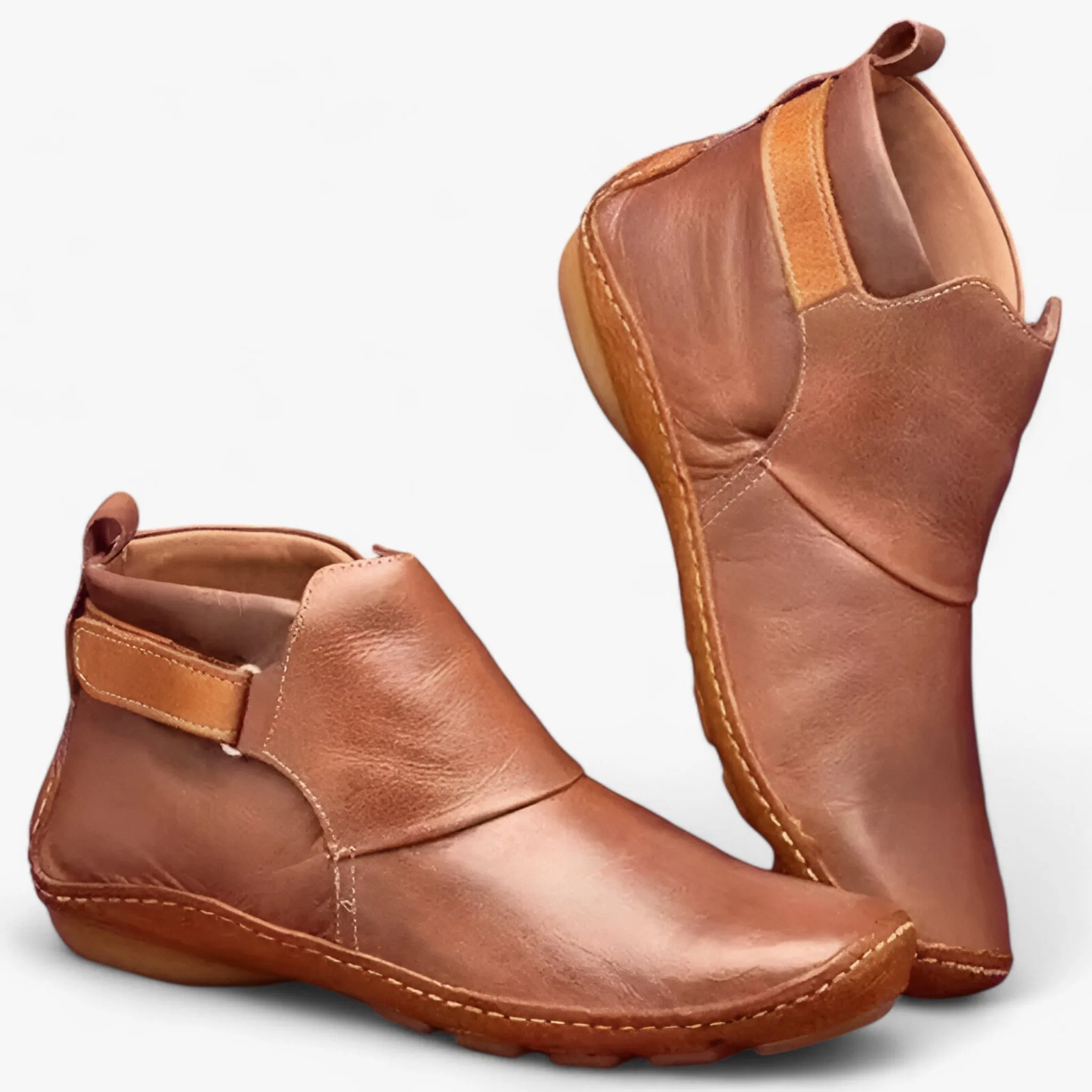 Leather Slip-On Ankle Boots