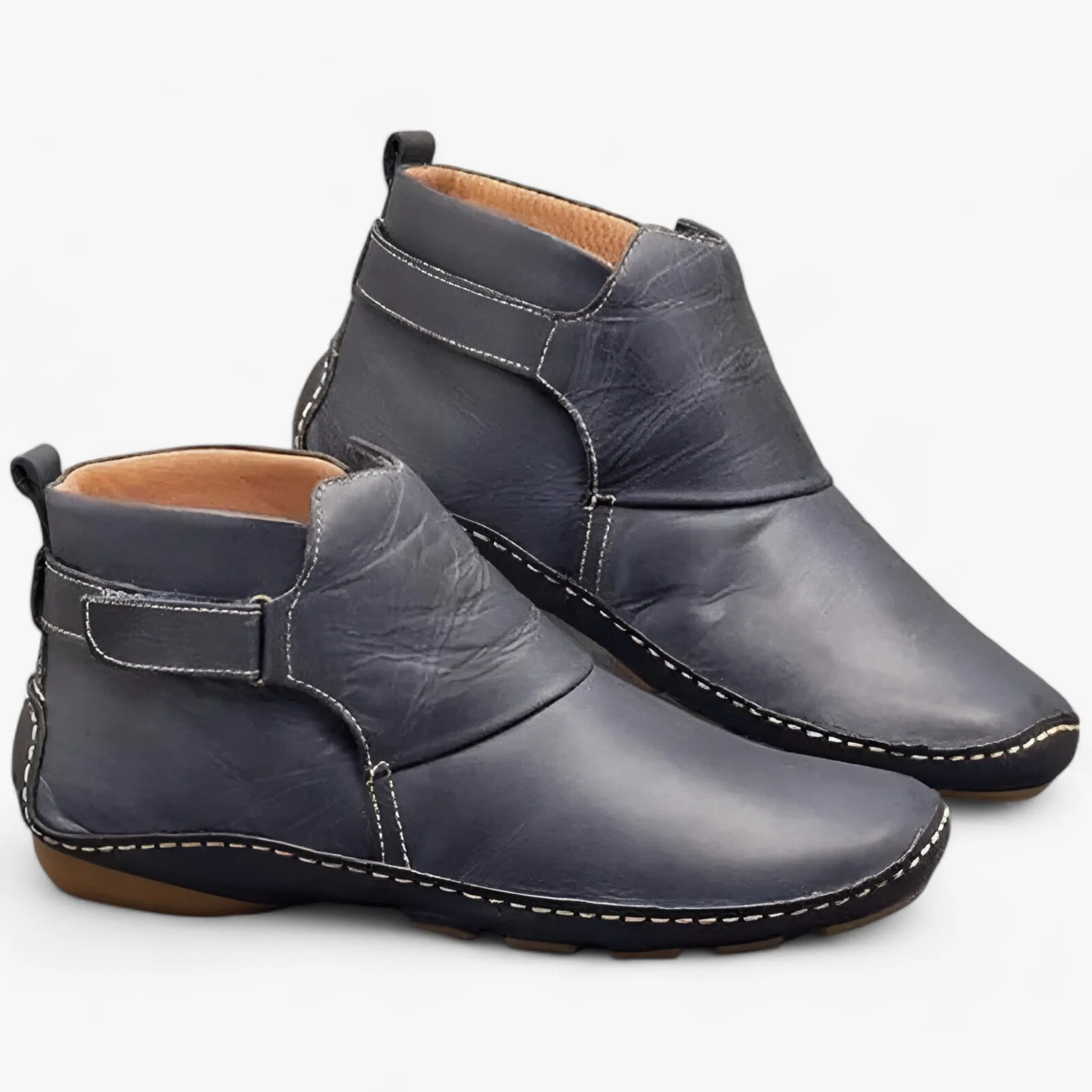 Leather Slip-On Ankle Boots