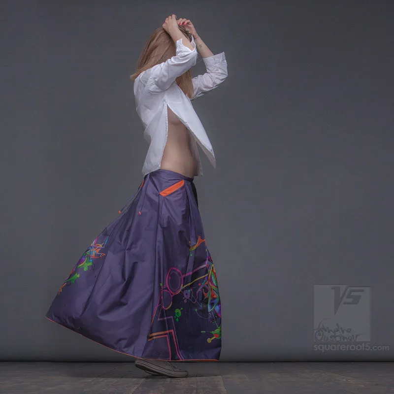 Long cotton skirt "Samurai Girl" model "Cosmic Dark Violet"