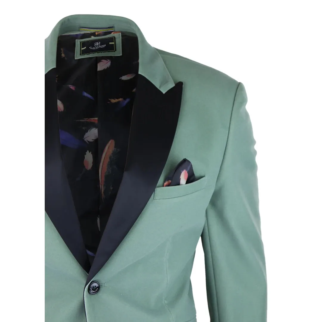 Mens Velvet Blazer Tuxedo Jacket Black Satin Lapel Pastel Blue Pink Green