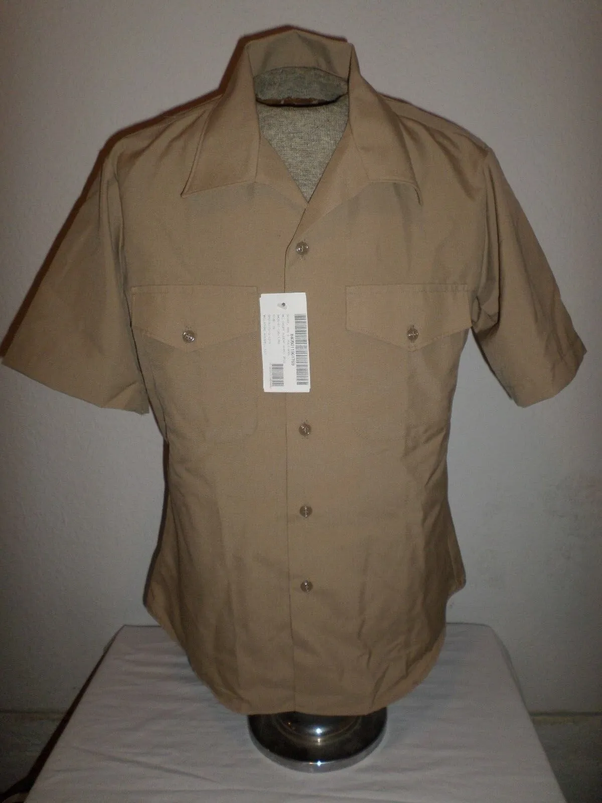 NEW U.S MILITARY NAVY MARINE CORPS SHORT SLEEVE SUMMER DRESS KHAKI SHIRT SIZE 16