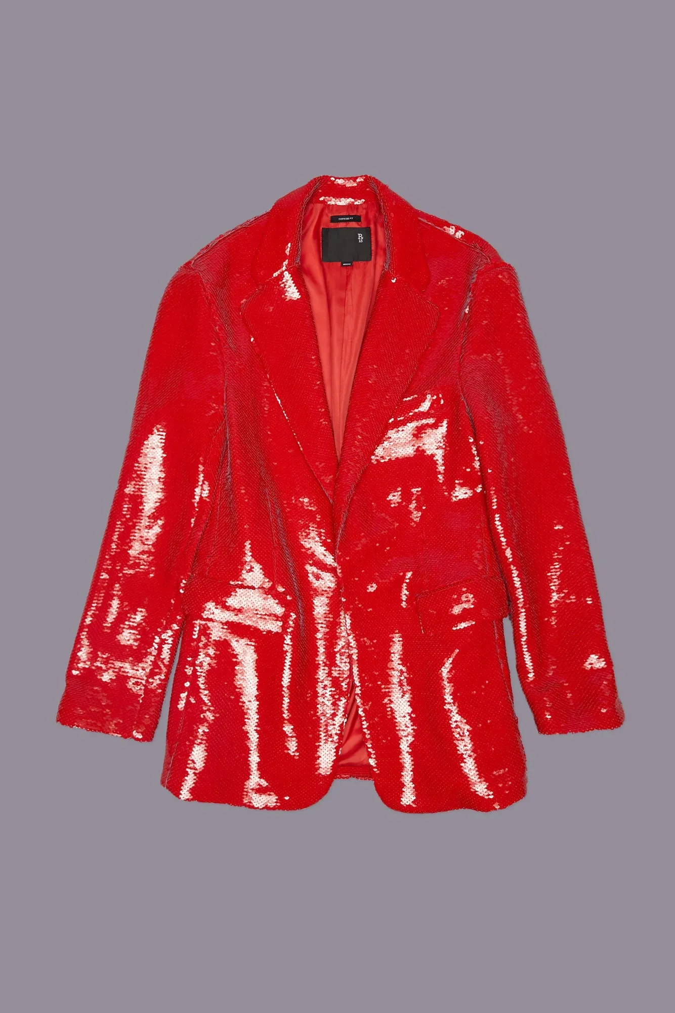 OVERSIZED RAGGED BLAZER - RED SEQUIN
