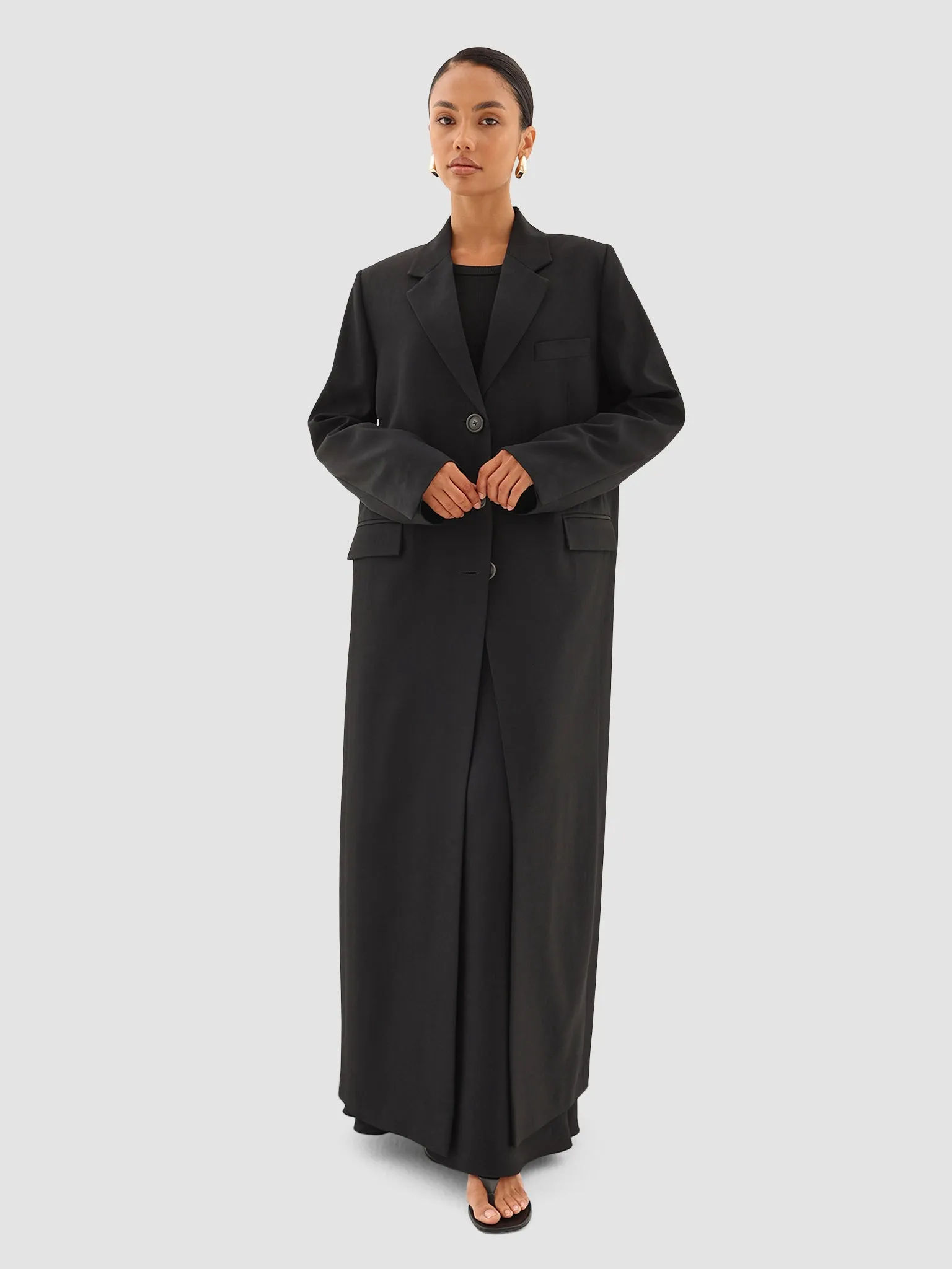 Rawan Long Blazer - Black