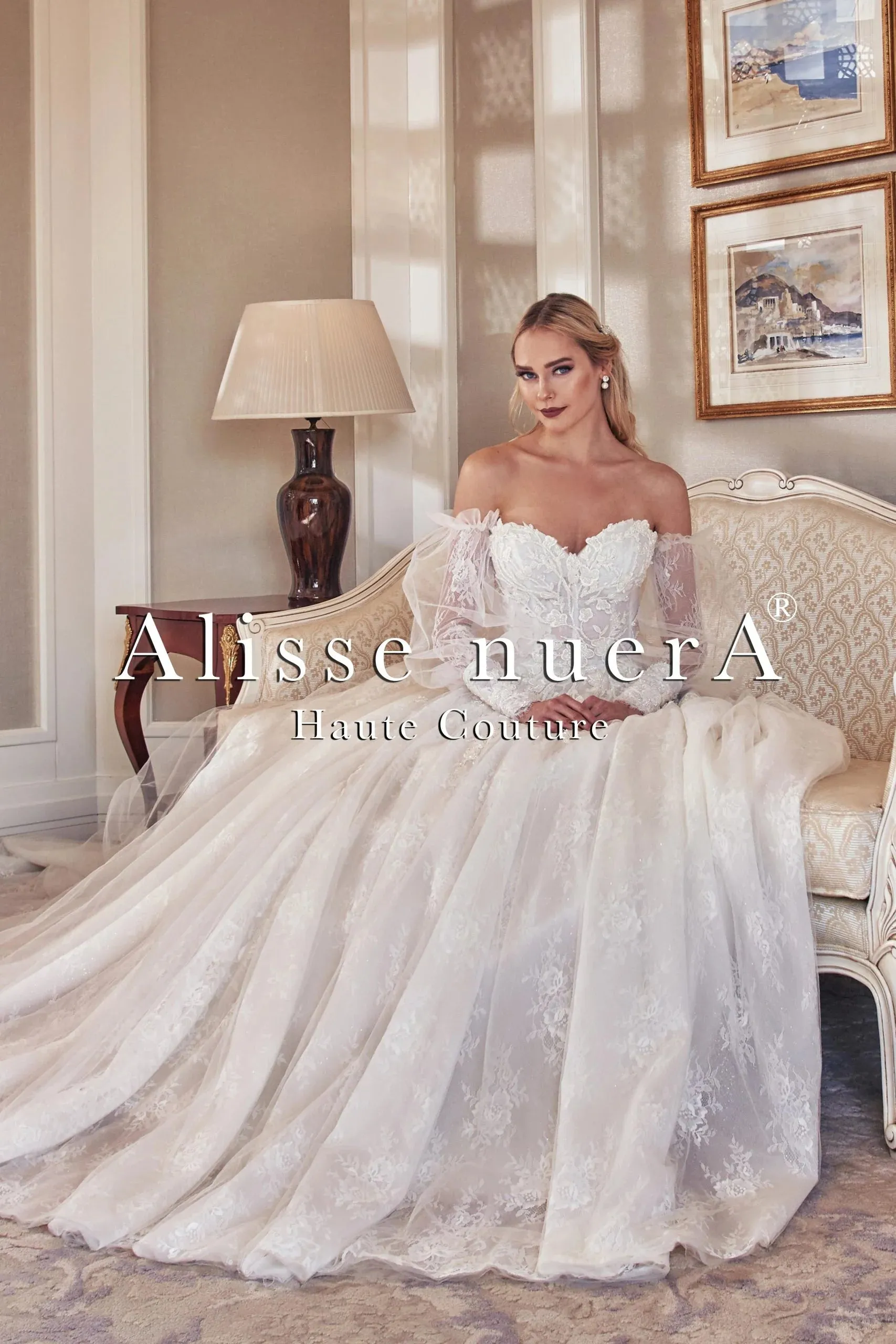 Sweetheart Strapless Floral 2 in 1 Destination Bridal Dress with Detachable Balloon Lace Sleeve