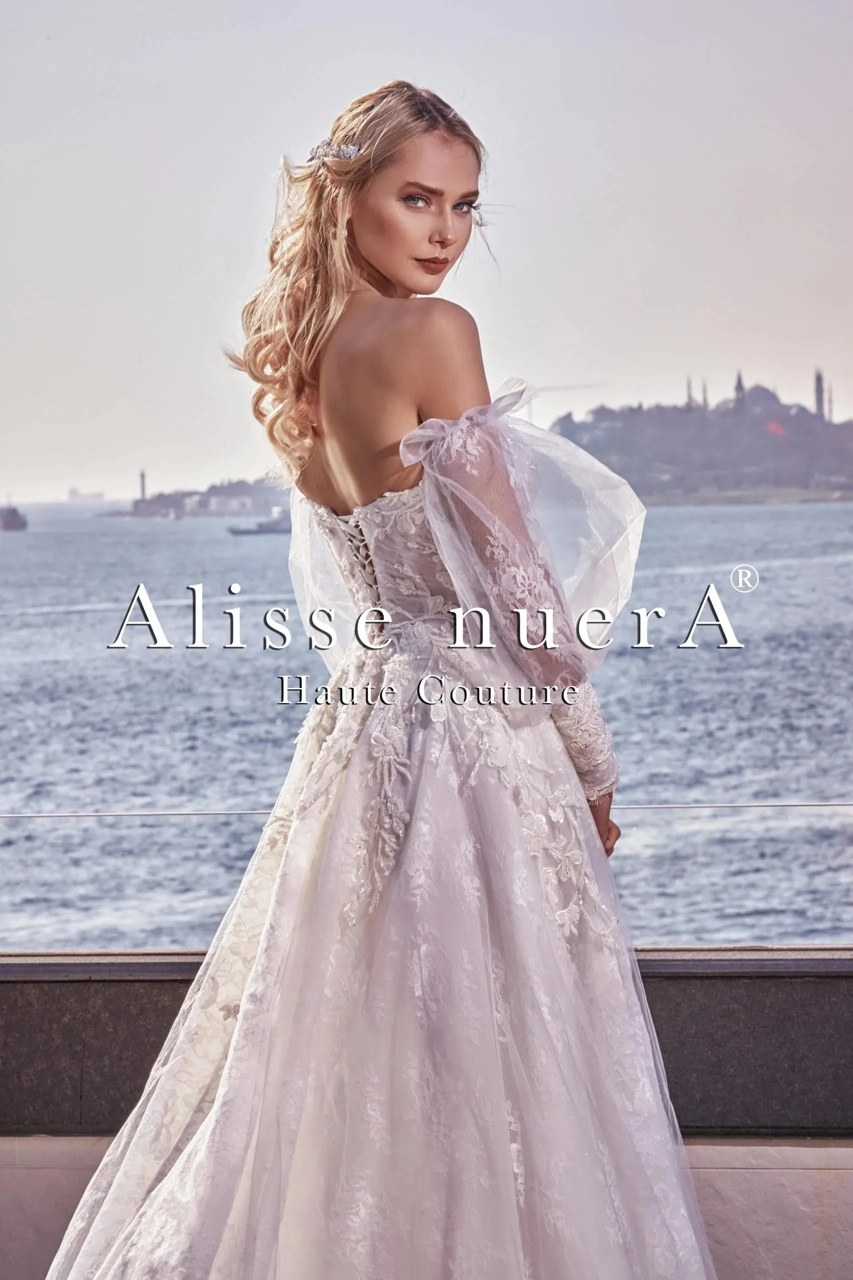 Sweetheart Strapless Floral 2 in 1 Destination Bridal Dress with Detachable Balloon Lace Sleeve