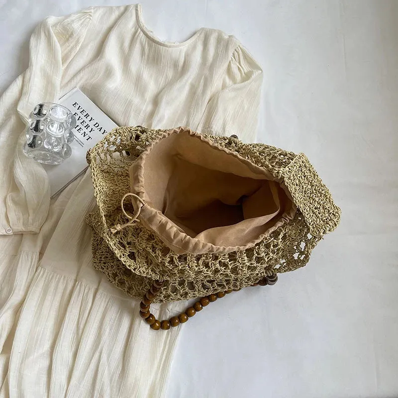 UAKISS  -  Hollow Out Straw Underarm Bags for Women 2024 Korean Fashion Summer Shoulder Bags Lady Travel Handbags Female Weave Beach Bag
