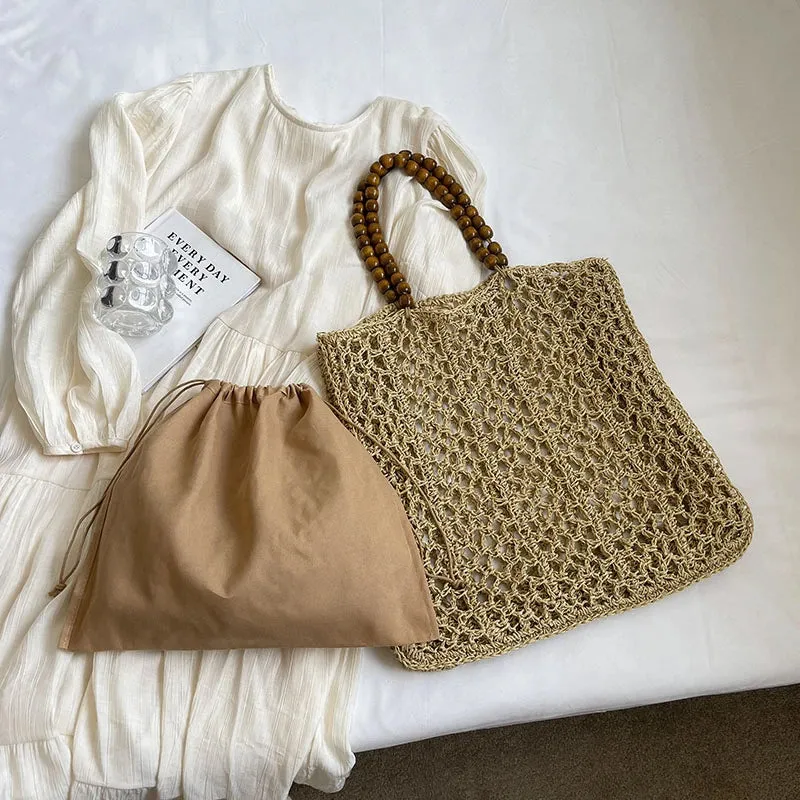 UAKISS  -  Hollow Out Straw Underarm Bags for Women 2024 Korean Fashion Summer Shoulder Bags Lady Travel Handbags Female Weave Beach Bag