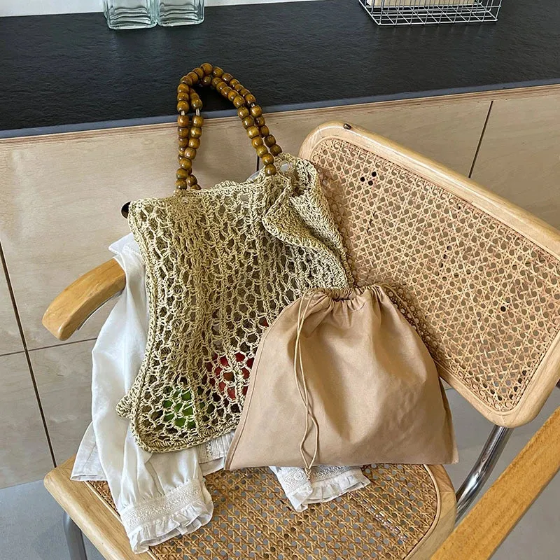 UAKISS  -  Hollow Out Straw Underarm Bags for Women 2024 Korean Fashion Summer Shoulder Bags Lady Travel Handbags Female Weave Beach Bag