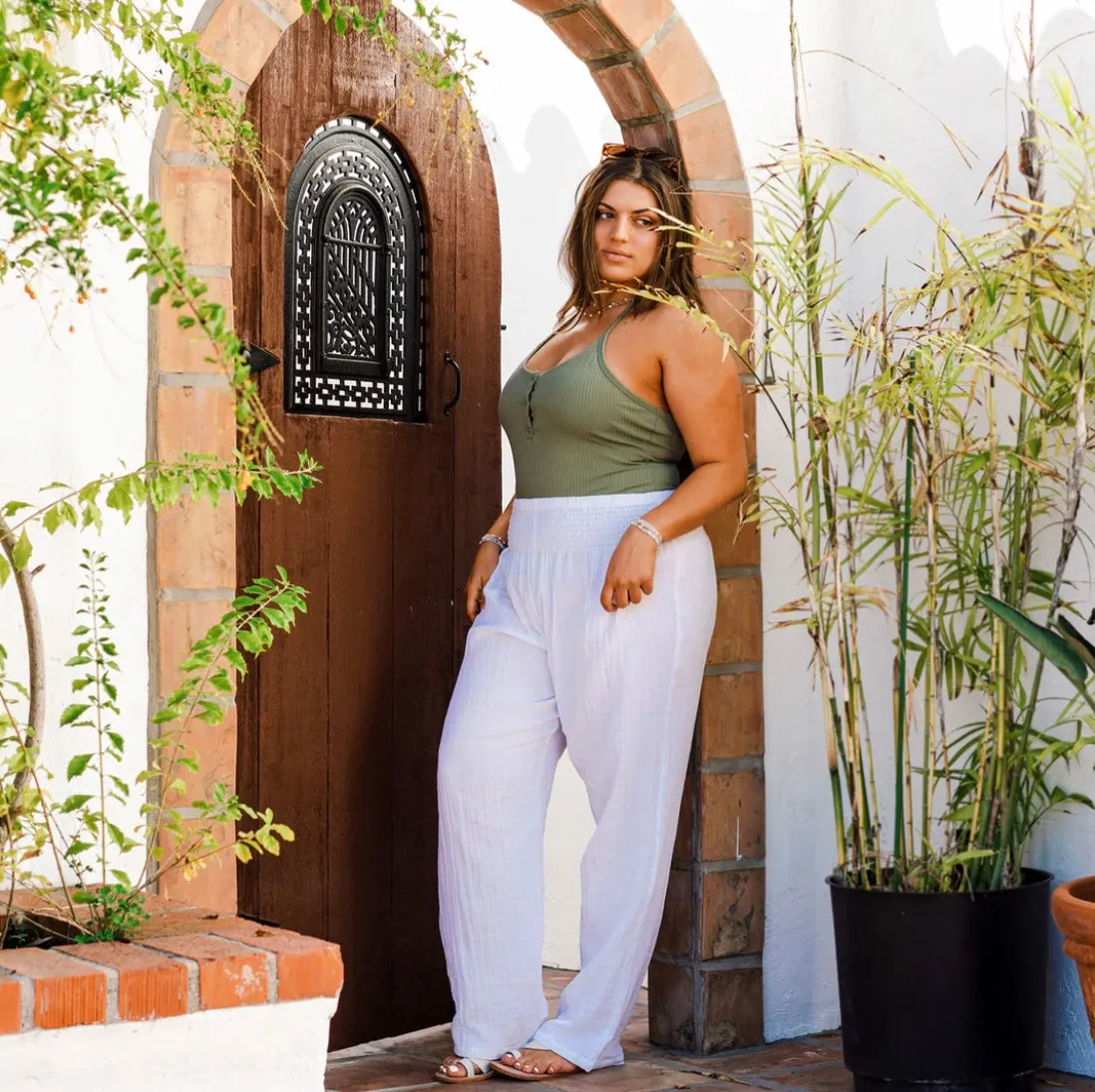 WIDE LEG COTTON PANTS
