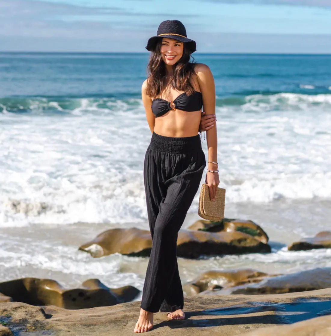 WIDE LEG COTTON PANTS