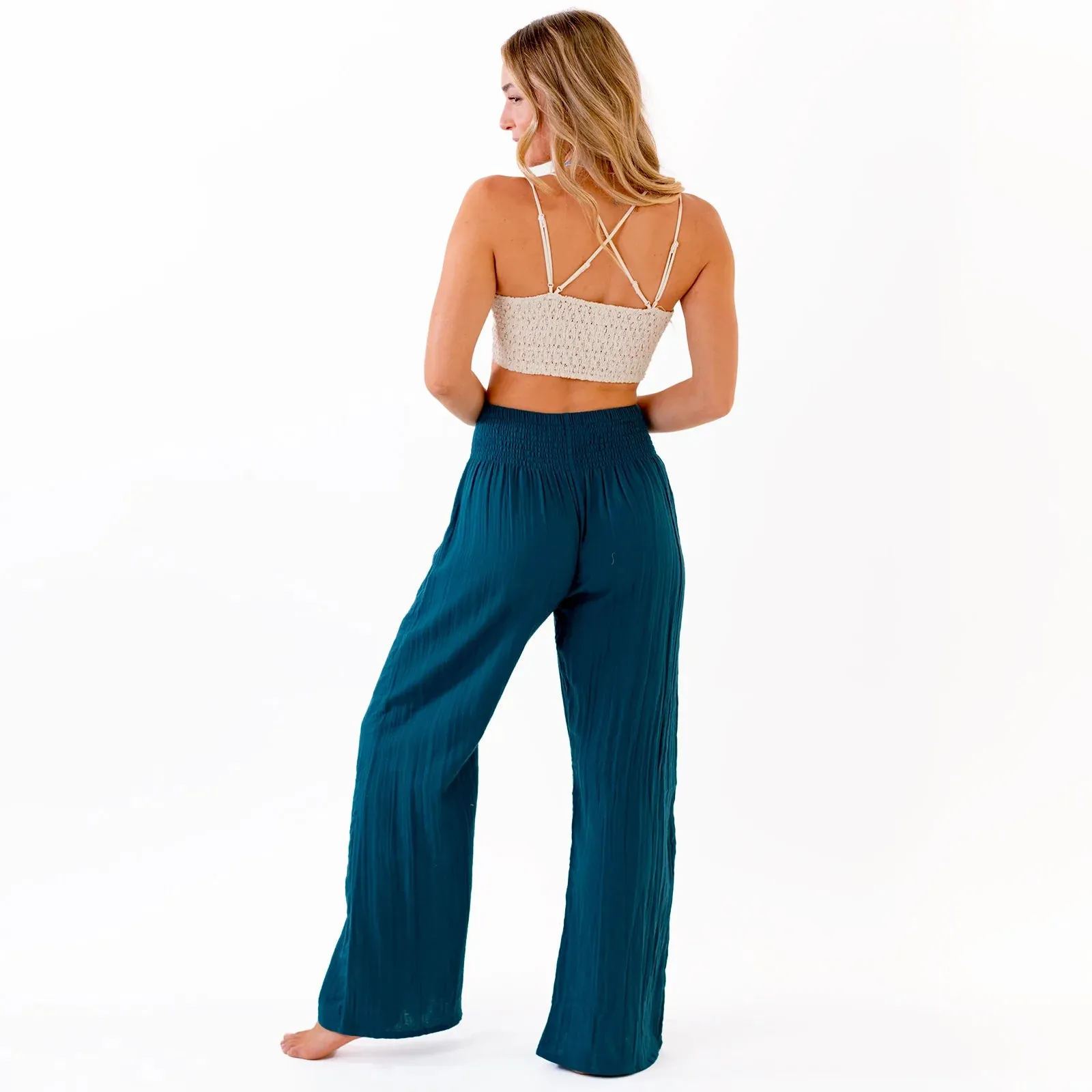 WIDE LEG COTTON PANTS