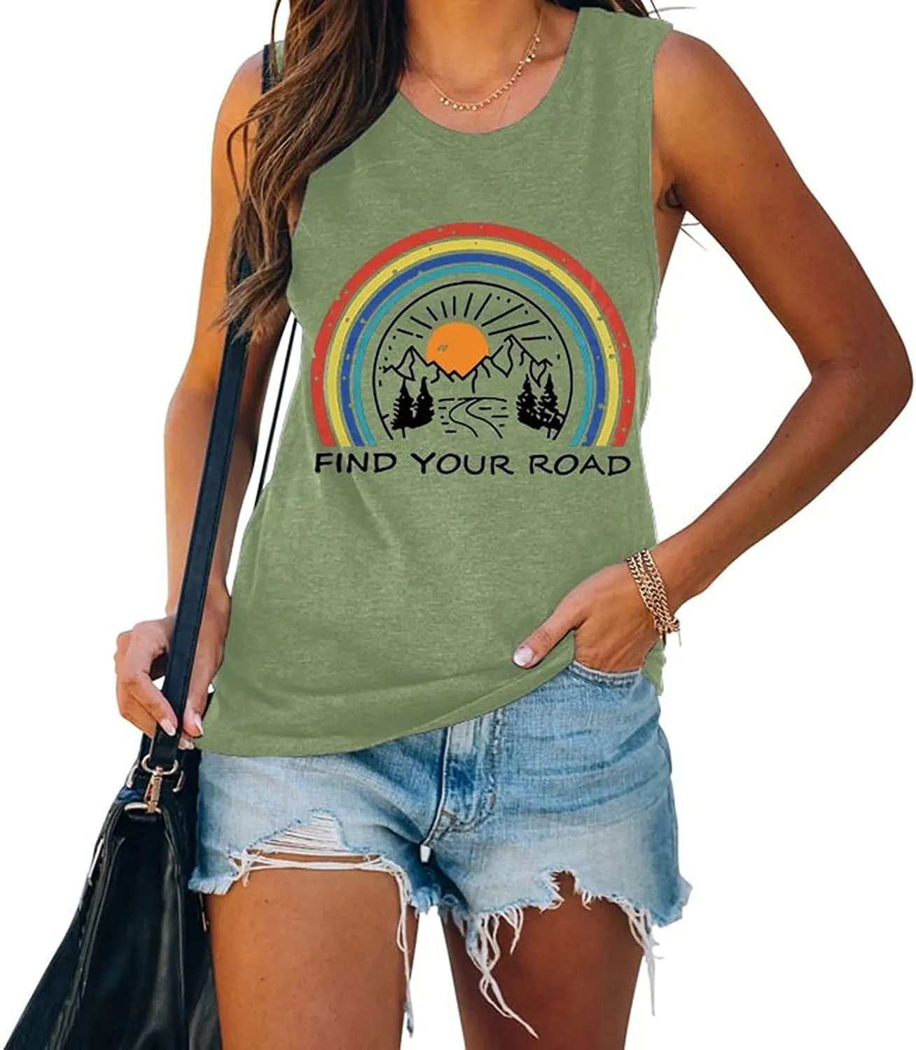 Women Find Your Road Tank Top Summer Funny Travel Vacation Shirt