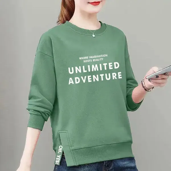 Women's Clothing Pullover Lantern Long Sleeve Autumn Winter Round Neck Geometric Printing Casual Hoodies Office Lady Tops